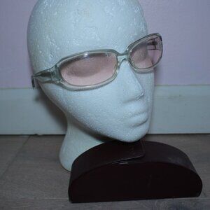 Oliver Peoples Clear Acetate Rectangle Wrap Pink Lens Y2K/2000s Style Sunglasses